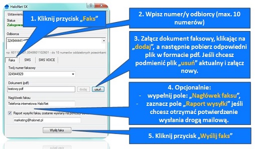 halonetsx instrukcja wysyłania FAXu
