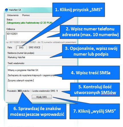 halonetsx instrukcja wysyłania SMS