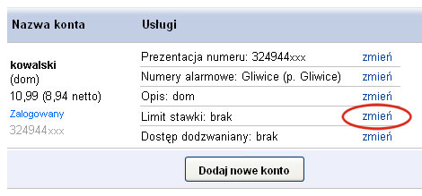 limit stawki na koncie halonet